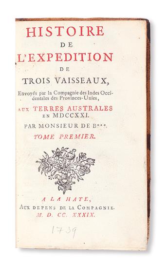 TRAVEL  BEHRENS, CARL FRIEDRICH.  Histoire de LExpédition de Trois Vaisseaux . . . aux Terres Australes en MDCCXXI.  2 vols.  1739